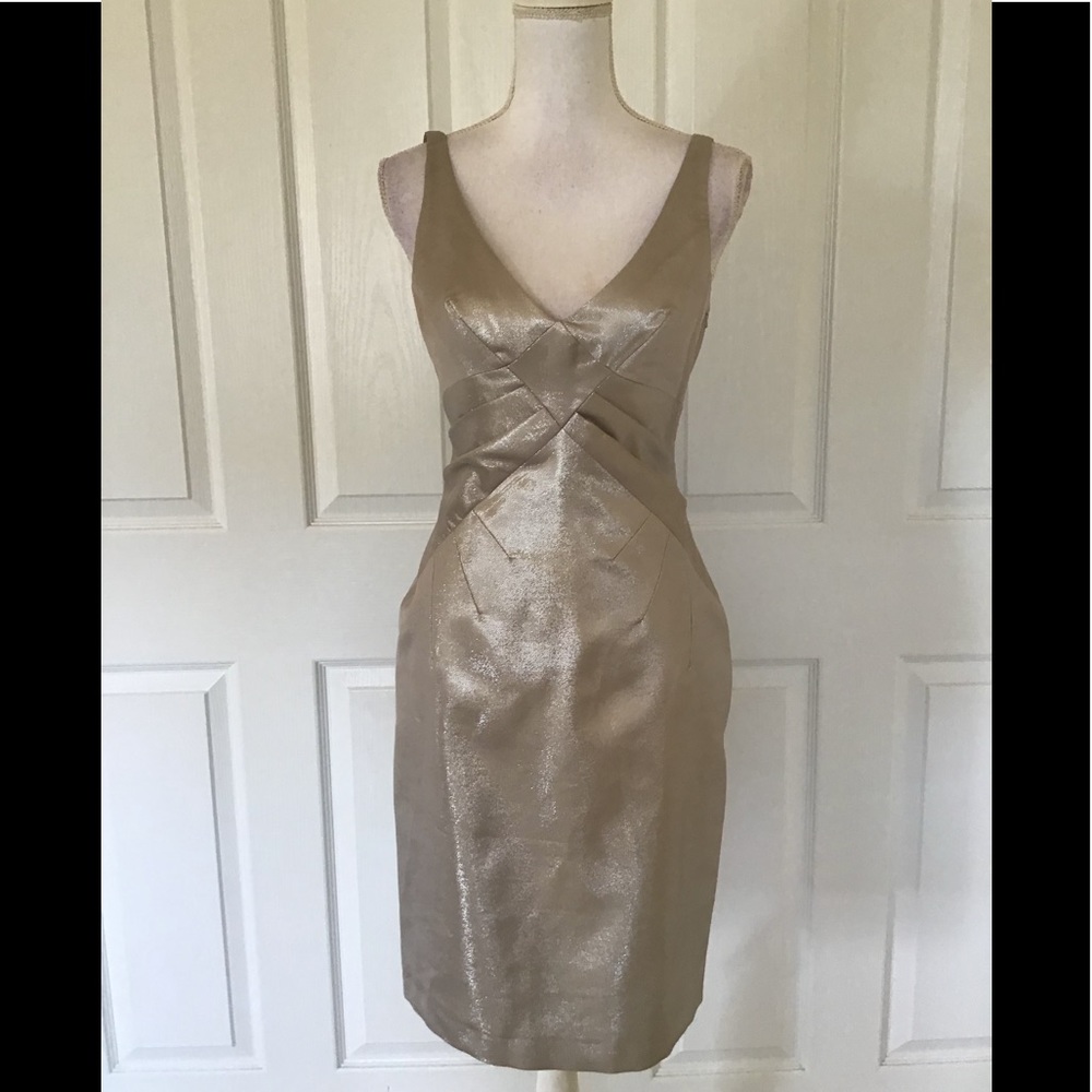 Karen Millen silver metallic cocktail dress Sz 2 S